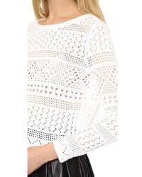 Alice + Olivia Dorie Boxy Cropped Pointelle Top