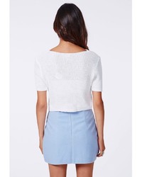 Missguided Diora Short Sleeve Cropped Knit In White