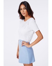 Missguided Diora Short Sleeve Cropped Knit In White | Where to buy ...