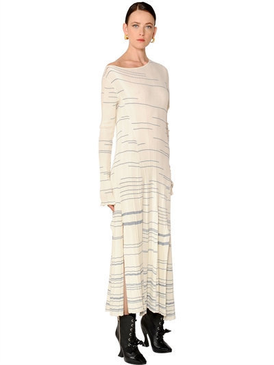 Loewe Striped Ribbed Cotton Knit Dress, $1,550 | LUISAVIAROMA