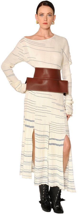 Loewe Striped Ribbed Cotton Knit Dress, $1,550 | LUISAVIAROMA