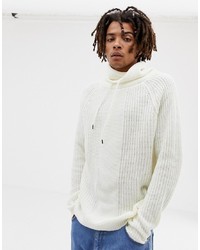 Bershka Knitted Jumper In White With Roll Neck