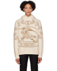 Burberry White Equestrian Knight Hoodie