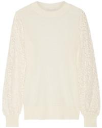 White Knit Lace Sweater