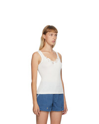 Chloé Off White Lace Ribbed Tank Top