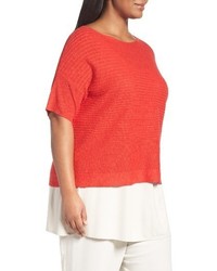 Eileen Fisher Plus Size Organic Linen Cotton Knit Top