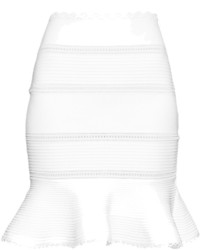 Alexander McQueen Ruffle Trimmed Stretch Knit Mini Skirt