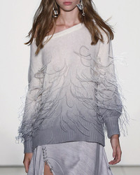 Prabal Gurung Feather Degrade Off The Shoulder Sweater Graywhite