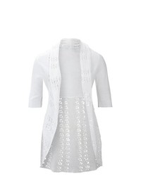 BODYFLIRT Open Knit Cardigan In White Size 1012