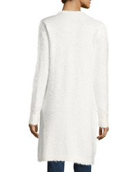 Neiman Marcus Feather Knit Open Front Cardigan White