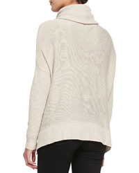 Neiman Marcus Cusp By Oversized Knit Turtleneck Sweater Oatmeal