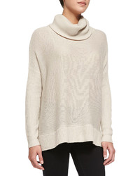 Neiman Marcus Cusp By Oversized Knit Turtleneck Sweater Oatmeal