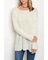Hem Thread Cream Sweater Oversized