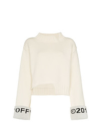 Off-White Knitted Logo Cuff Wool Blend Sweater