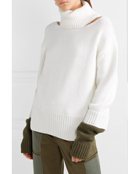 Monse Oversized Cutout Two Tone Wool Turtleneck Sweater