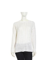 Vince Long Sleeve Linen Knit Sweater White