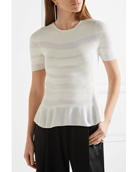 Narciso Rodriguez Striped Ribbed Knit Top White