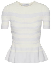Narciso Rodriguez Striped Ribbed Knit Top White