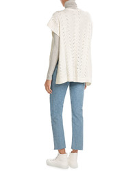 Claudia Schiffer Wool Cashmere Poncho With Lacing