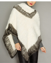 The Fur Vault Colorblocked Knitted Mink Fur Poncho