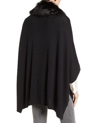 Nordstrom Knit Poncho With Faux Fur Collar