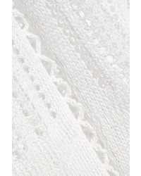 Alice + Olivia Willard Pointelle Knit Linen Blend Poncho Off White
