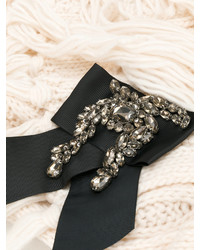 Twin-Set Jewelled Bow Chunky Knit Scarf