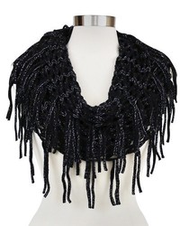 Sylvia Alexander Fringed Knit Infinity Scarf With Metallic Details