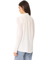 3.1 Phillip Lim Ls Combo Top With Knit Sleeves