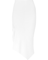 Cushnie et Ochs Asymmetric Ribbed Stretch Knit Skirt White
