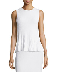 Theory Canelis Prosecco Ribbed Knit Top White