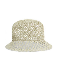White Knit Straw Hat