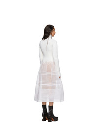 Loewe White Rib Knit And Organdy Dress