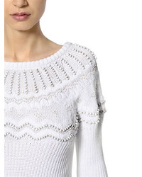 Valentino Beaded Cotton Knit Sweater
