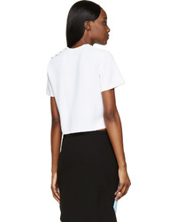 Proenza Schouler White Knit Cropped And Buttoned T Shirt