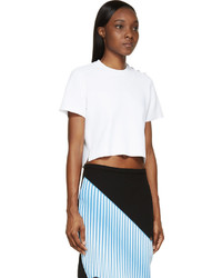 Proenza Schouler White Knit Cropped And Buttoned T Shirt