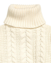 H&M Cable Knit Turtleneck Sweater Natural White Ladies