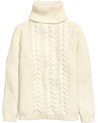 H&M Cable Knit Turtleneck Sweater Natural White Ladies
