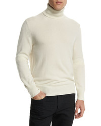 Tom Ford Classic Flat Knit Cashmere Turtleneck Sweater Ivory