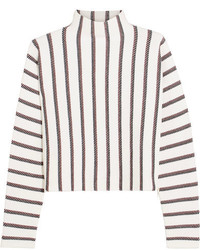 Maje Jacquard Knit Turtleneck Sweater Ecru