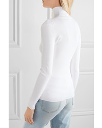 Michael Kors Michl Kors Collection Ribbed Stretch Knit Turtleneck Sweater White