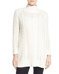Vince Camuto Mix Cable Mock Neck Tunic Sweater