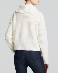 Aqua Sweater Turtleneck Zip Detail Crop
