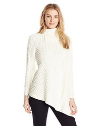 Vince Camuto Long Sleeve Asymmetrical Hem Turtle Neck Mix Cable Sweater