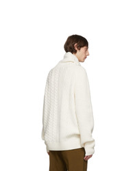 Haider Ackermann White Cable And Rib Knit Turtleneck