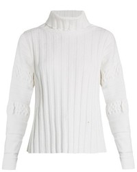 White Knit Velvet Sweater