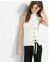 Express Ribbed Sleeveless Lace Up Pullover