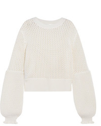 MCQ Alexander Ueen Open Knit Wool Sweater Ivory