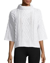 Max Mara Ercole Cable Knit Wool Cashmere Turtleneck Sweater