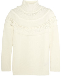 Agnona Fringed Wool And Cashmere Blend Turtleneck Sweater